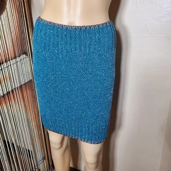 Mixit Knit Skirt - Teal & Silver Sparkle One Size - Picture 4 of 7